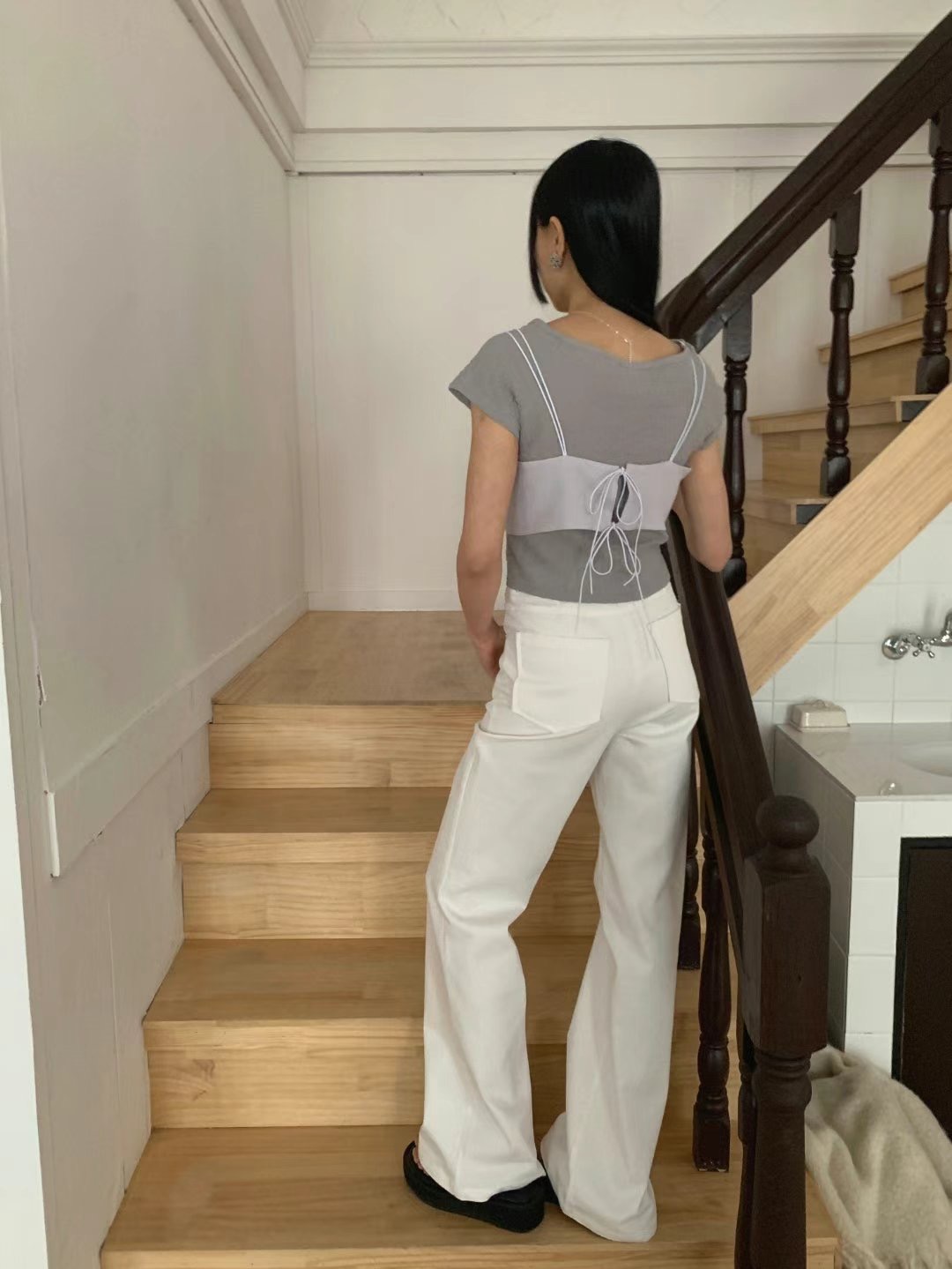 US韓國代購㊣女裝新款真品熱賣休閑推薦職業25春夏人氣牛仔褲JANEMORIS牛仔褲