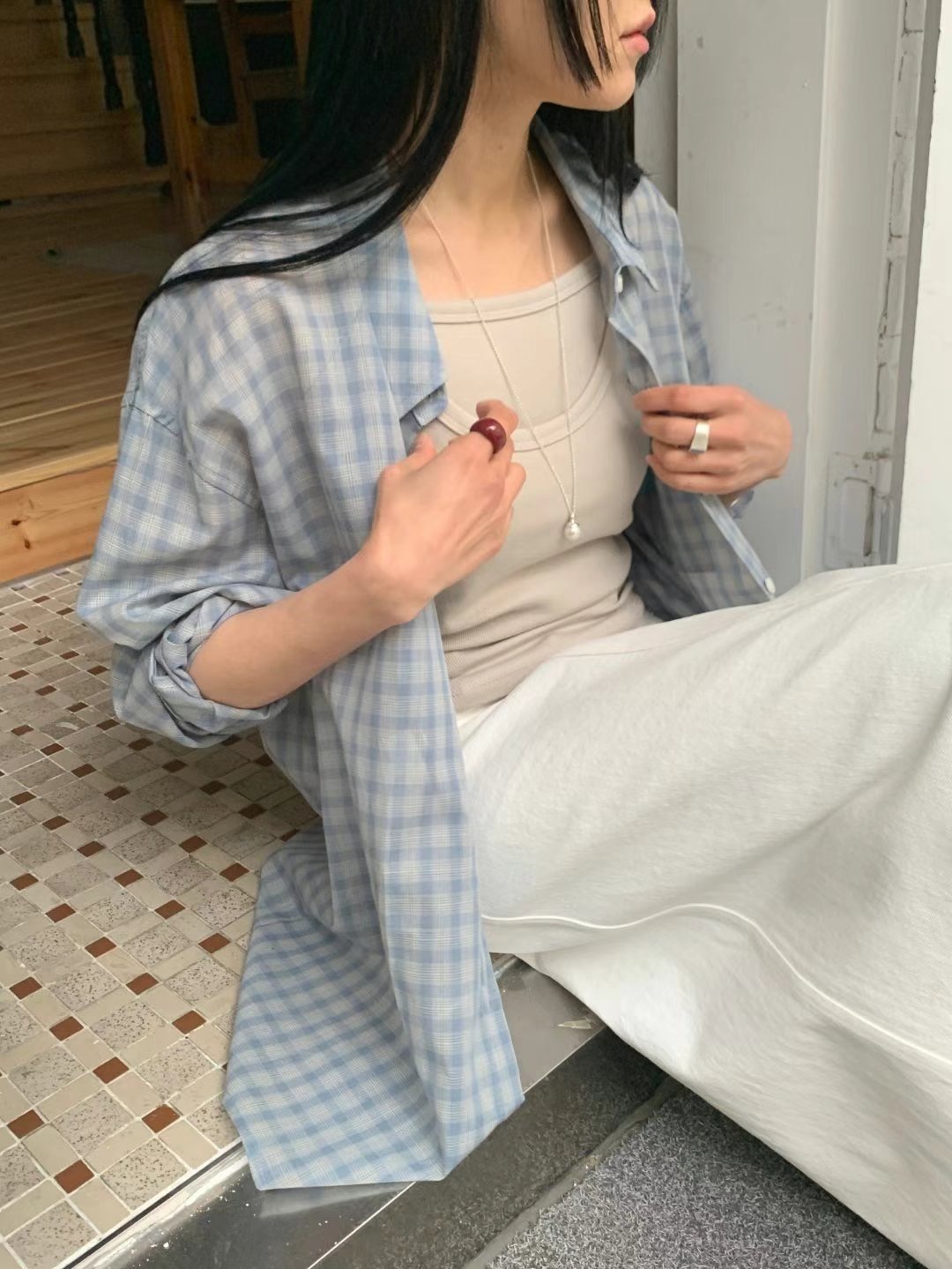 US韓國代購㊣女裝新款真品推薦熱賣休閑職業25春夏襯衫蕾絲衫JANEMORIS襯衫/蕾絲衫