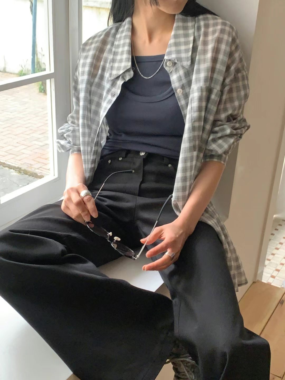 US韓國代購㊣女裝新款真品推薦熱賣休閑職業25春夏襯衫蕾絲衫JANEMORIS襯衫/蕾絲衫