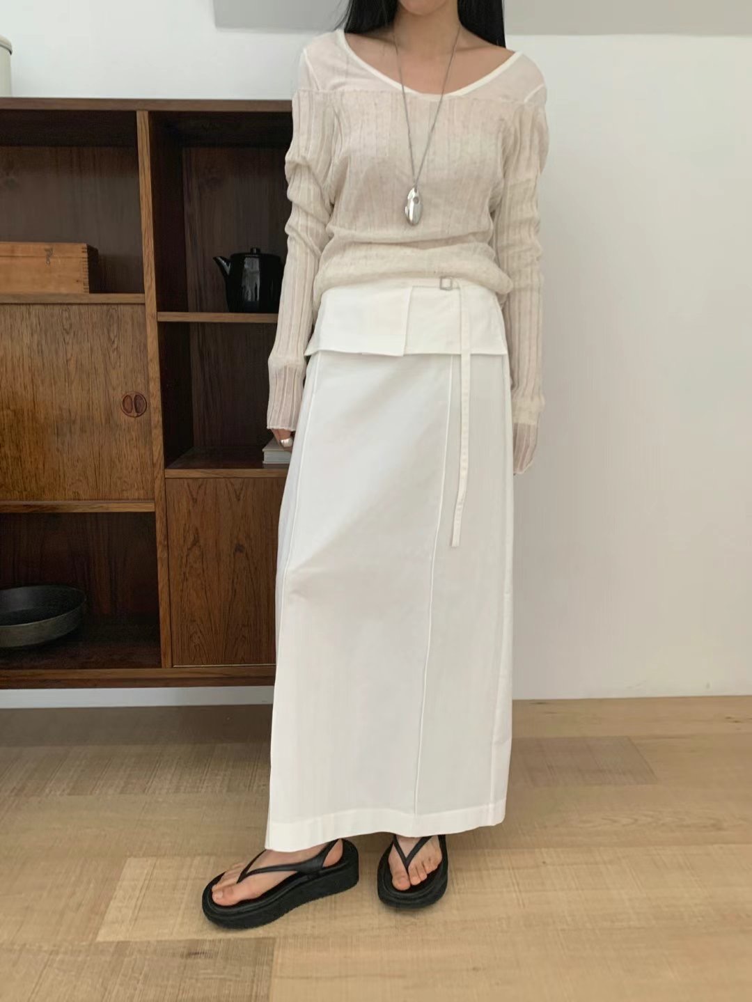 US東大門㊣實拍女士新品25春夏推薦熱賣休閑人氣真品長裙修身JANEMORIS長裙