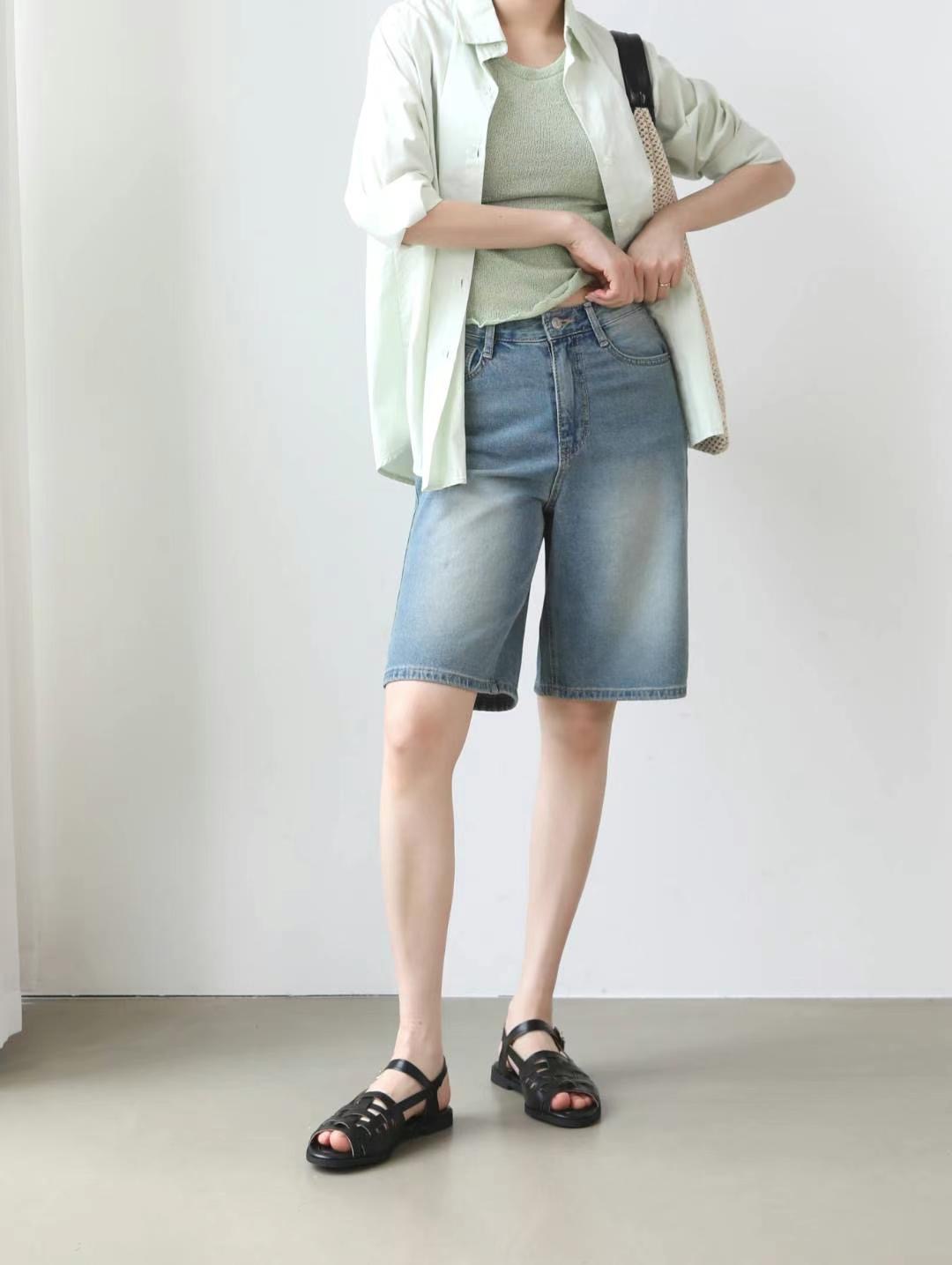 FLY DENIM東大門㊣實拍女士新款推薦人氣時尚職業短褲腰帶FLY DENIM短褲