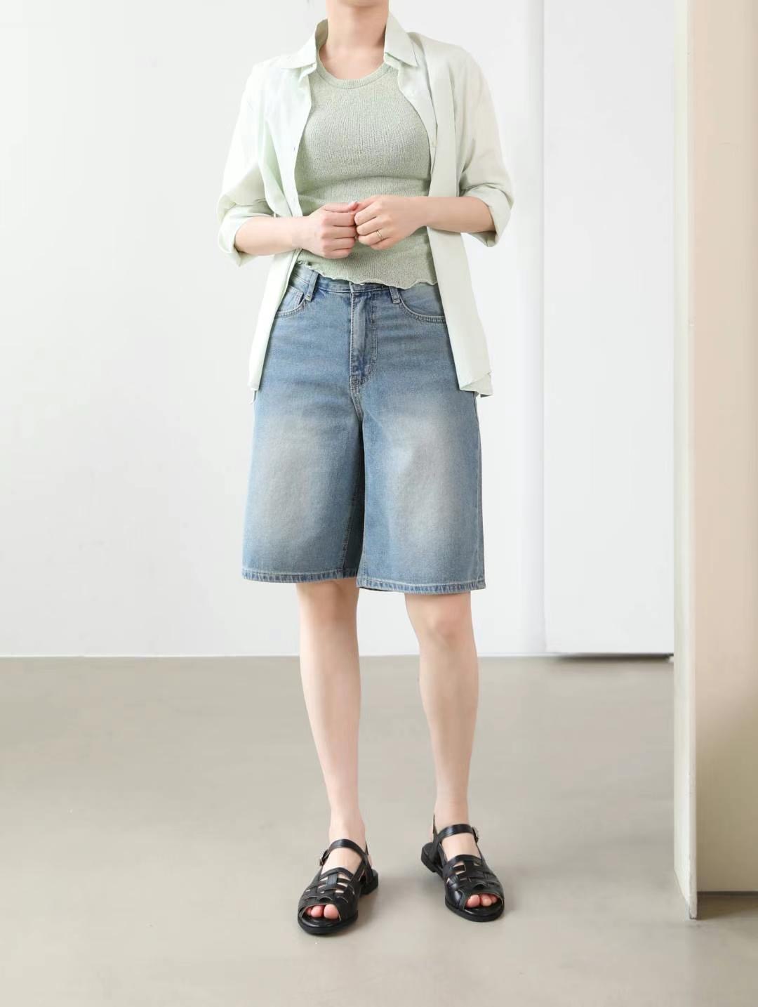 FLY DENIM東大門㊣實拍女士新款推薦人氣時尚職業短褲腰帶FLY DENIM短褲