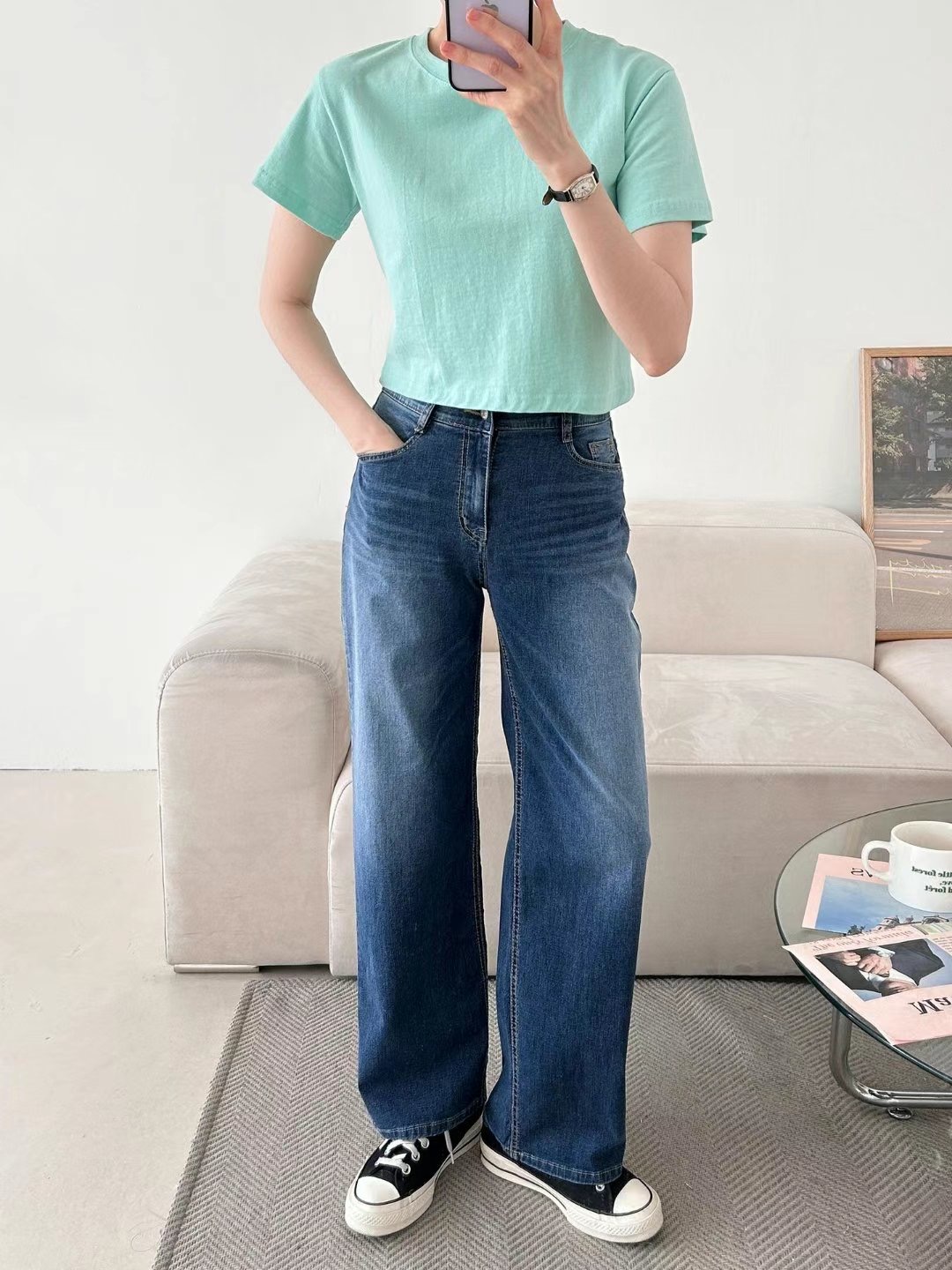 FLY DENIM韓國代購㊣女士新品人氣職業真品25春夏時尚牛仔褲FLY DENIM牛仔褲