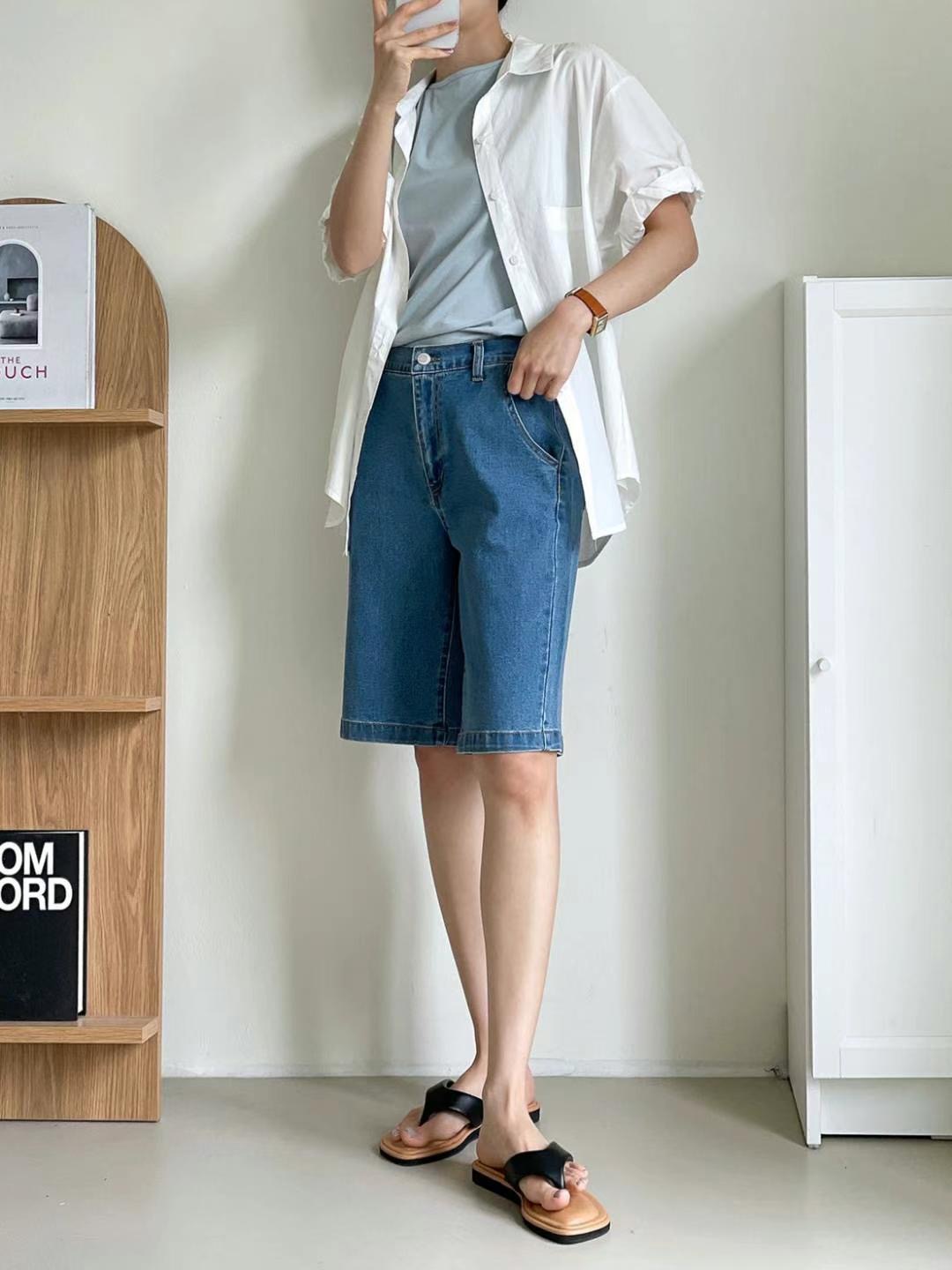 FLY DENIM韓國代購㊣女裝新品時尚熱賣真品休閑短褲口袋連帽FLY DENIM短褲