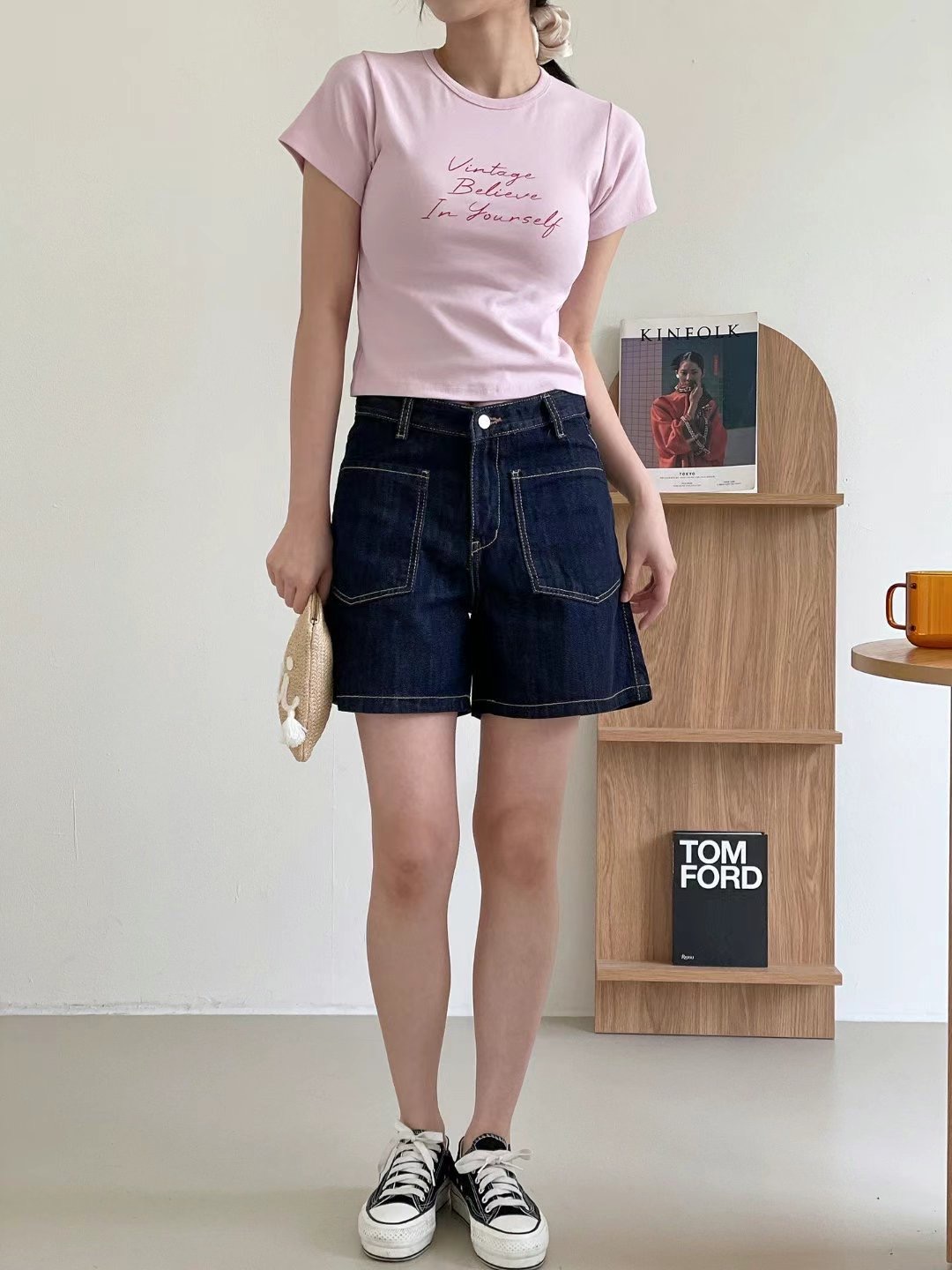 FLY DENIM韓國代購㊣女裝新品25春夏推薦休閑時尚短褲口袋FLY DENIM短褲