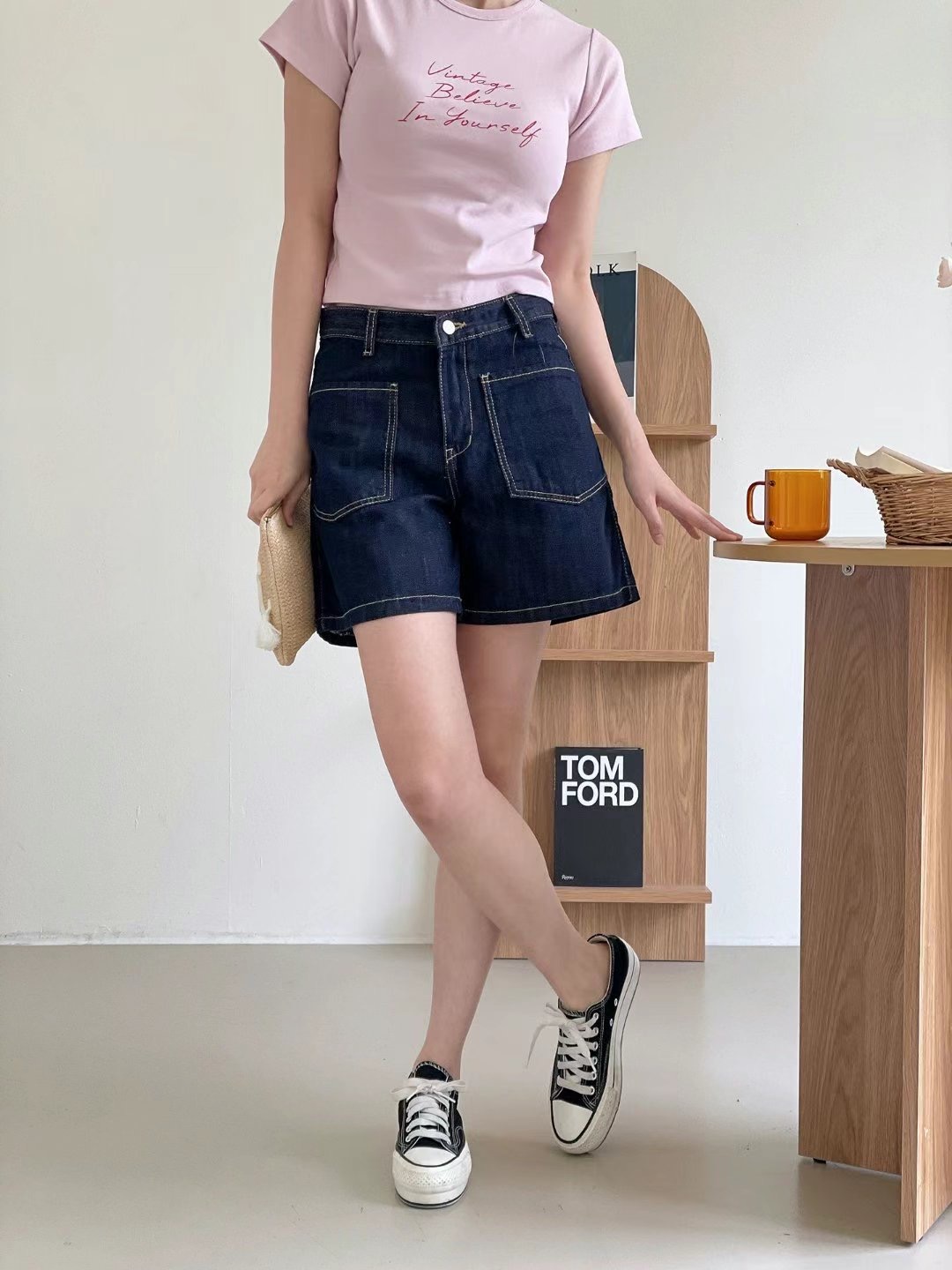 FLY DENIM韓國代購㊣女裝新品25春夏推薦休閑時尚短褲口袋FLY DENIM短褲