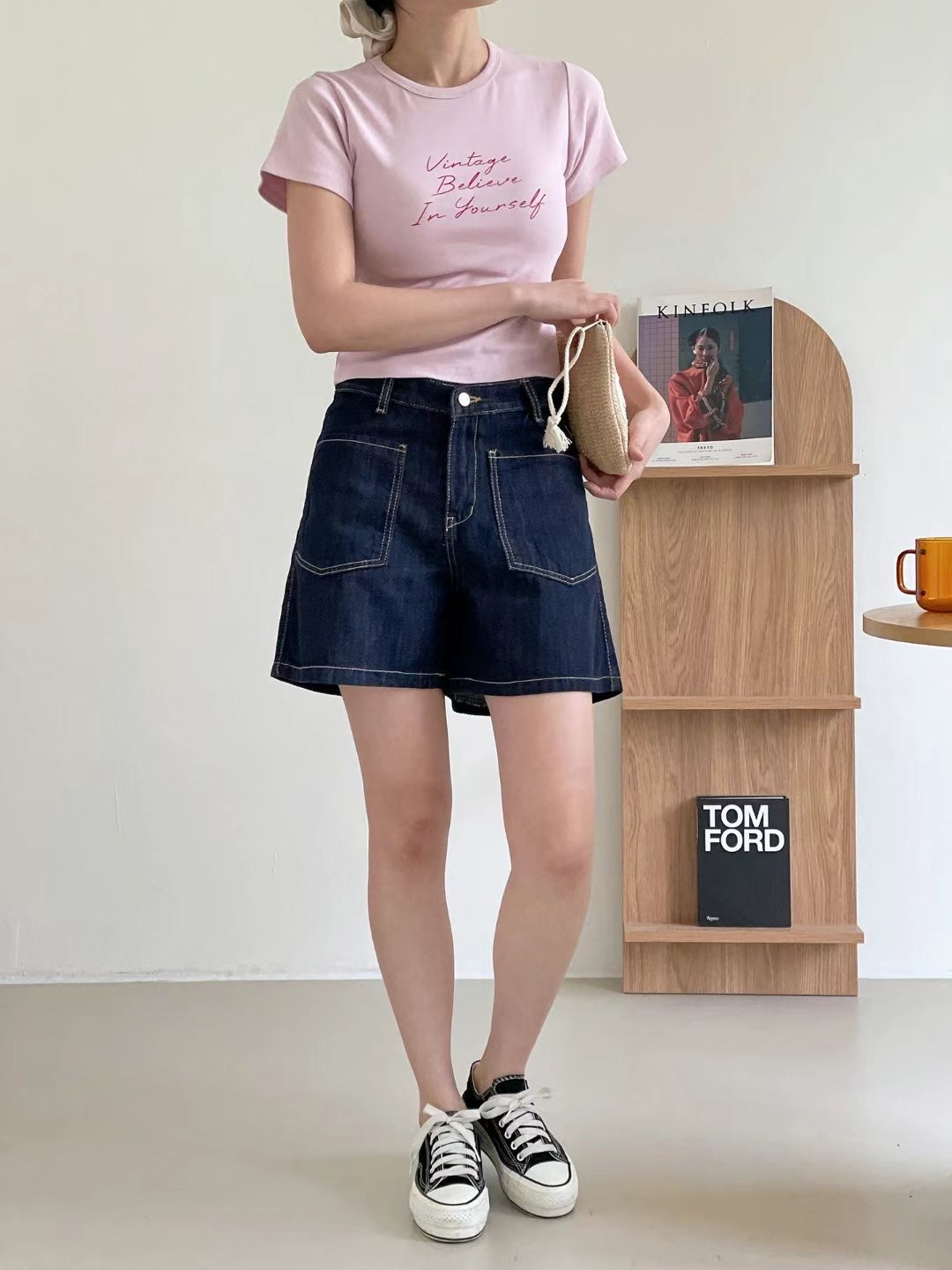 FLY DENIM韓國代購㊣女裝新品25春夏推薦休閑時尚短褲口袋FLY DENIM短褲