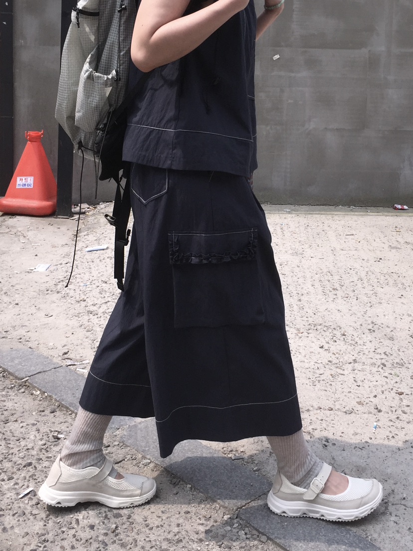 ARCHIVE-P東大門㊣代購女裝新款真品人氣休閑裙褲荷葉邊口袋ARCHIVE-P裙褲