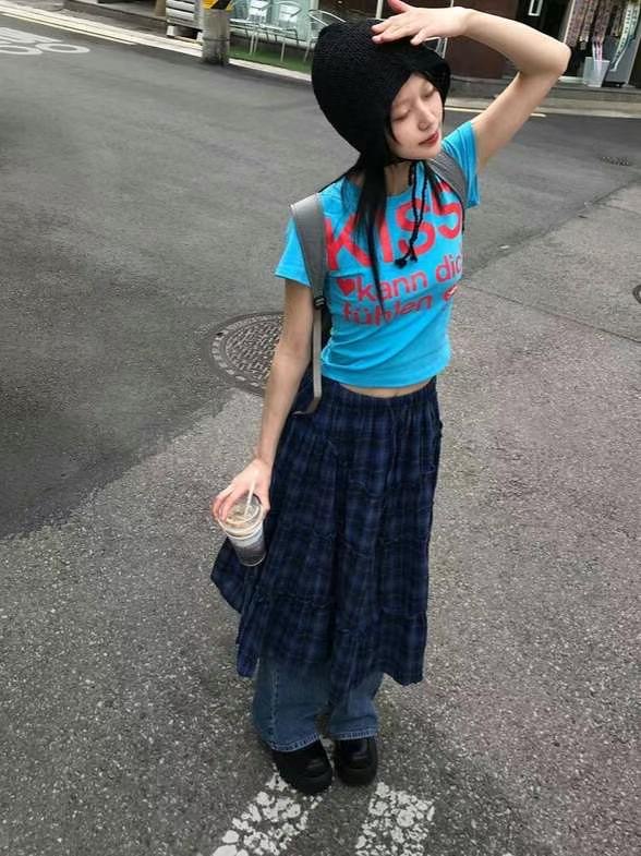 FOLDER韓國直郵㊣女裝新款時尚職業真品25春夏半身裙中短裙格紋FOLDER半身裙/中短裙