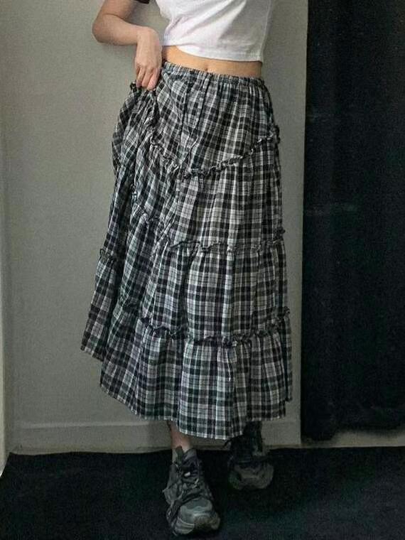 FOLDER韓國直郵㊣女裝新款時尚職業真品25春夏半身裙中短裙格紋FOLDER半身裙/中短裙圖色2