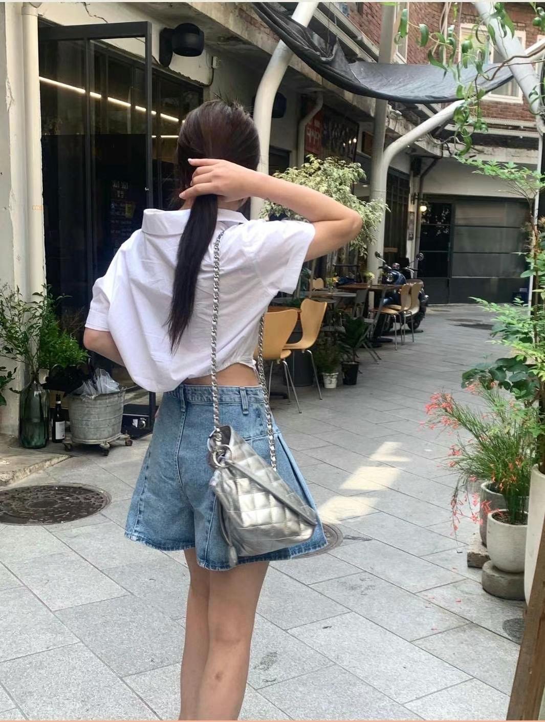 THEJUN韓國直郵㊣女士新款熱賣時尚職業25春夏襯衫蕾絲衫短款THEJUN襯衫/蕾絲衫