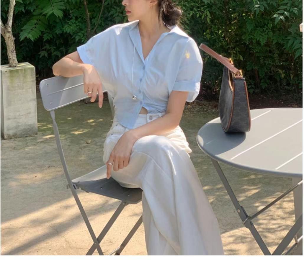THEJUN韓國直郵㊣女士新款熱賣時尚職業25春夏襯衫蕾絲衫短款THEJUN襯衫/蕾絲衫圖色2