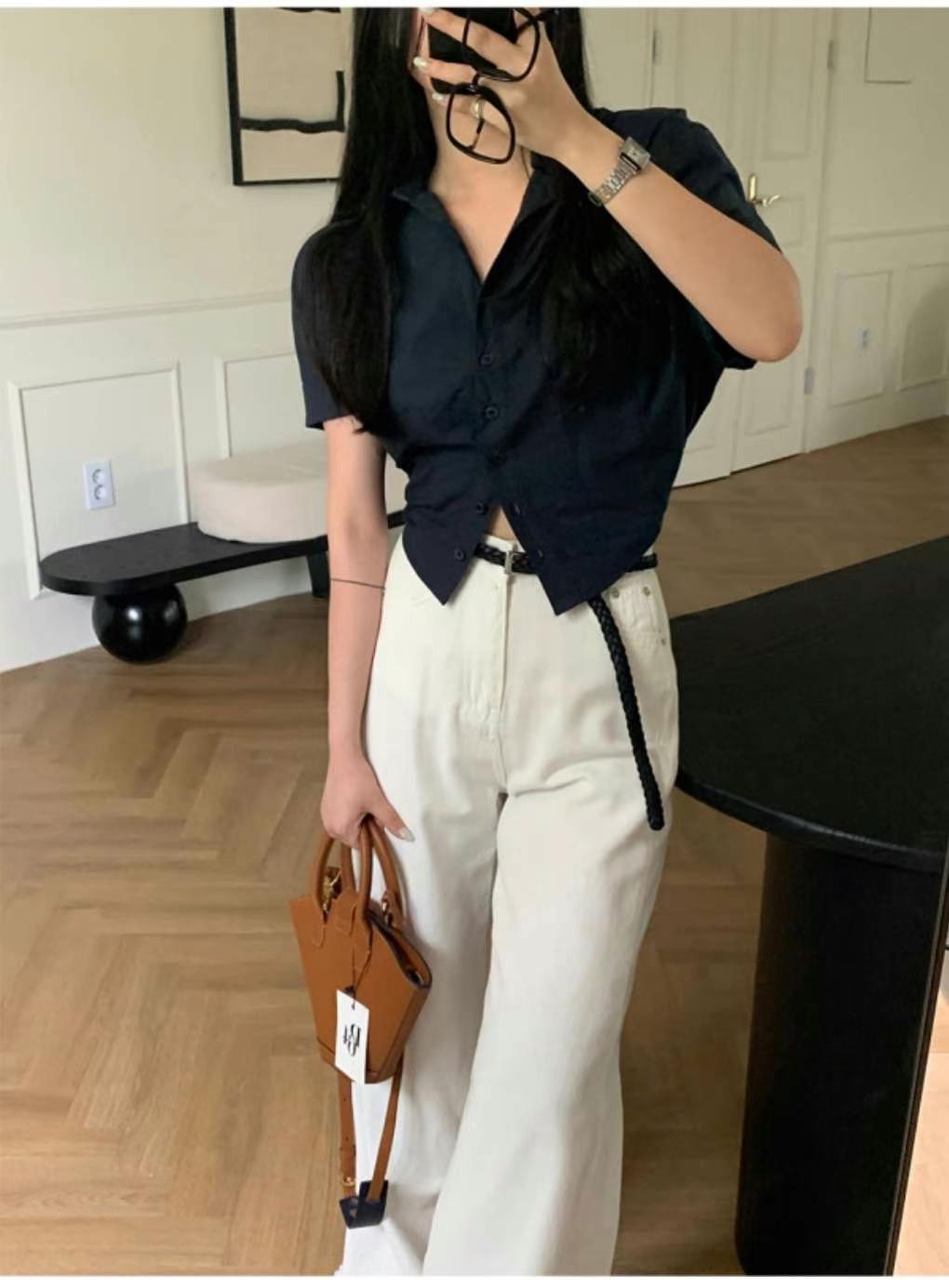 THEJUN韓國直郵㊣女士新款熱賣時尚職業25春夏襯衫蕾絲衫短款THEJUN襯衫/蕾絲衫圖色3