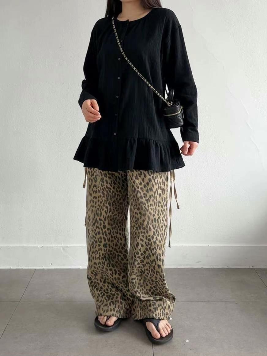 FOLDER韓國代購㊣女裝新款推薦休閑熱賣人氣襯衫蕾絲衫褶皺FOLDER襯衫/蕾絲衫