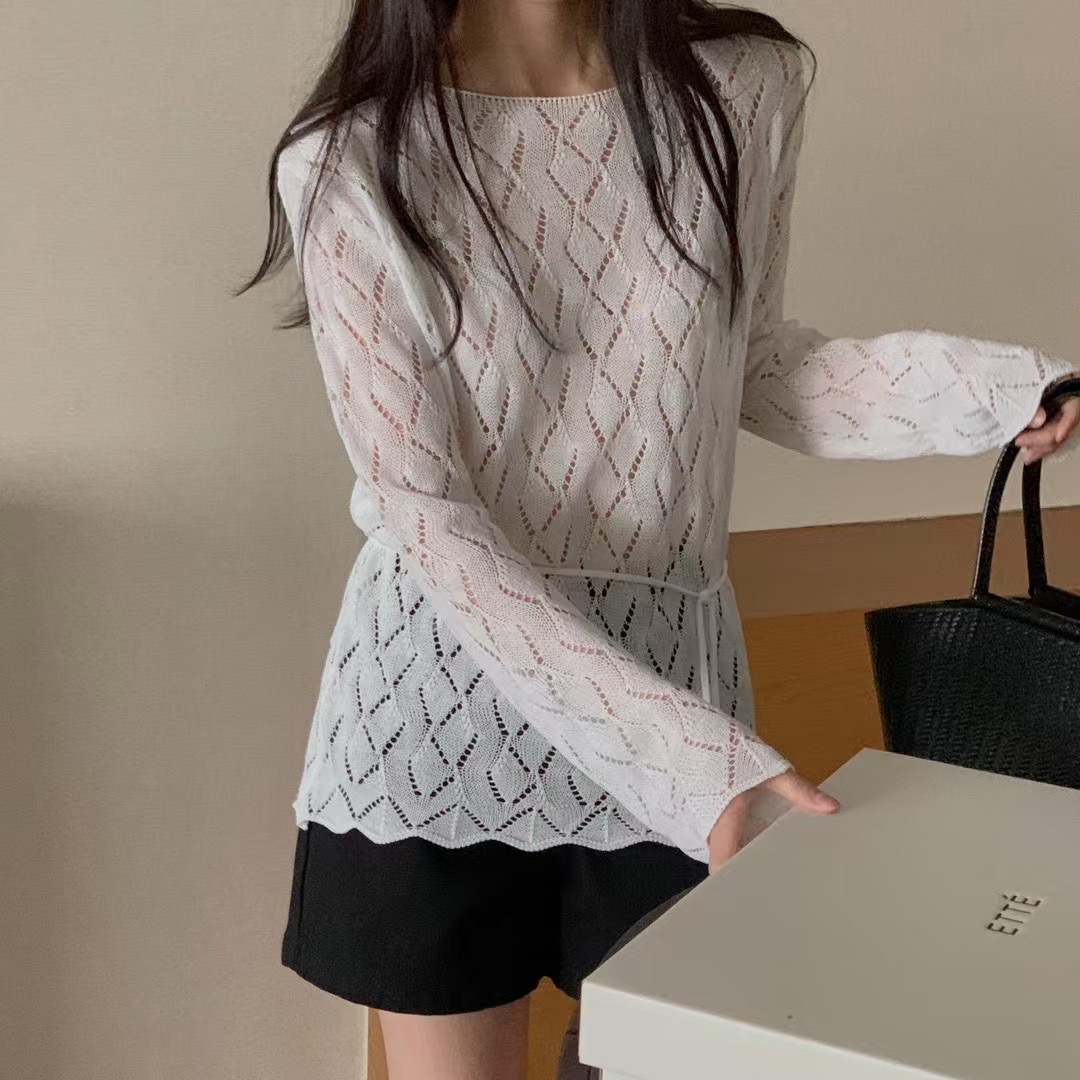 BREEZE-OT東大門㊣代購女裝新品職業25春夏休閑針織衫含腰繩BREEZE-OT針織衫