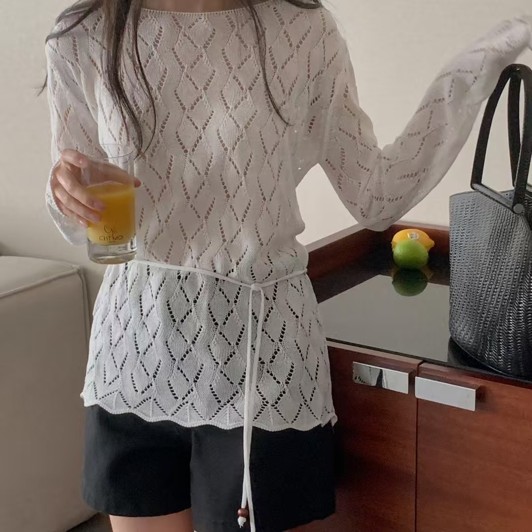BREEZE-OT東大門㊣代購女裝新品職業25春夏休閑針織衫含腰繩BREEZE-OT針織衫