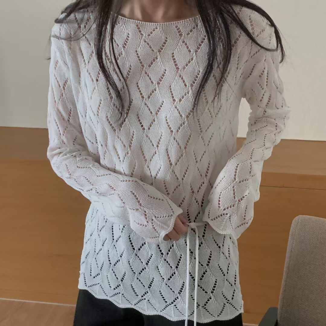 BREEZE-OT東大門㊣代購女裝新品職業25春夏休閑針織衫含腰繩BREEZE-OT針織衫