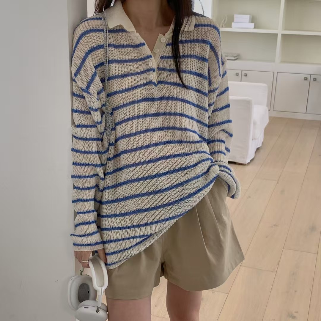 BREEZE-OT東大門㊣直郵女裝新款真品休閑人氣25春夏針織衫條紋BREEZE-OT針織衫