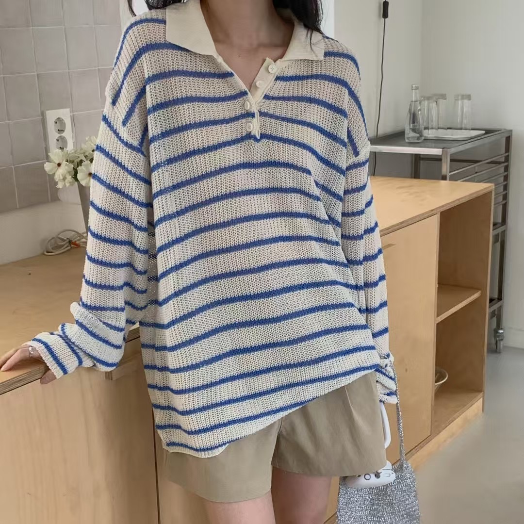BREEZE-OT東大門㊣直郵女裝新款真品休閑人氣25春夏針織衫條紋BREEZE-OT針織衫圖色2