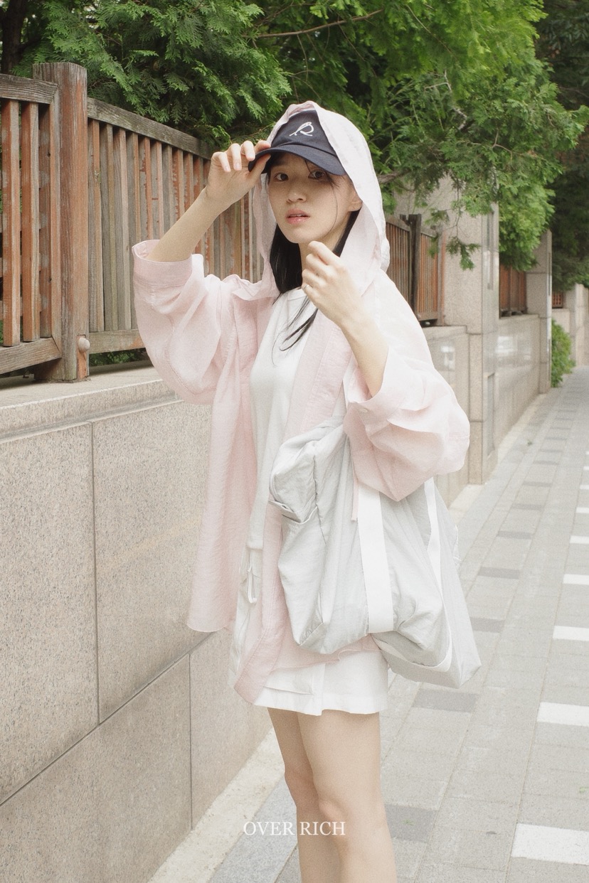 OVER RICH韓國直郵㊣女裝新款職業25春夏真品夾克兜帽透明OVER RICH夾克