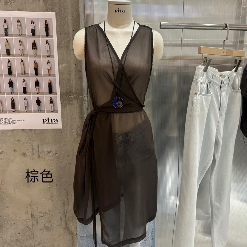 PITA東大門㊣實拍女士新款時尚熱賣職業真品休閑吊帶背心透明THE VERLIN/piTa吊帶/背心