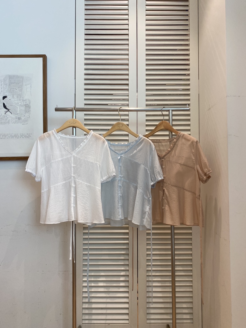 FAVE-L韓國代購㊣女裝新品人氣25春夏休閑時尚熱賣襯衫蕾絲衫FAVE-L襯衫/蕾絲衫