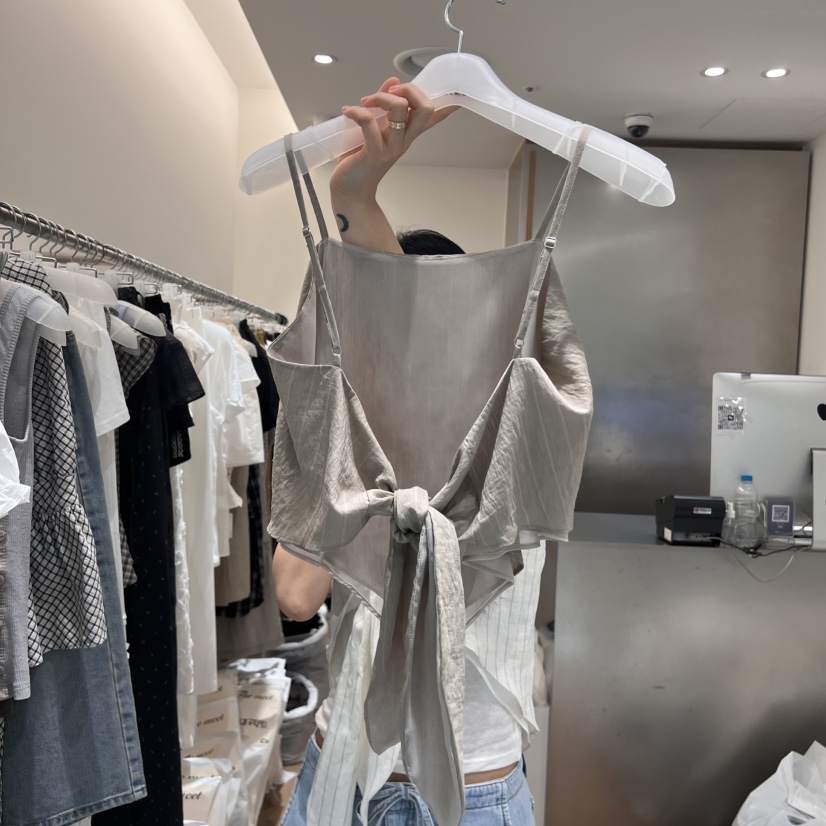 MEET ME東大門㊣直郵女裝新品職業時尚真品推薦吊帶背心亞麻MEET ME吊帶/背心圖色2