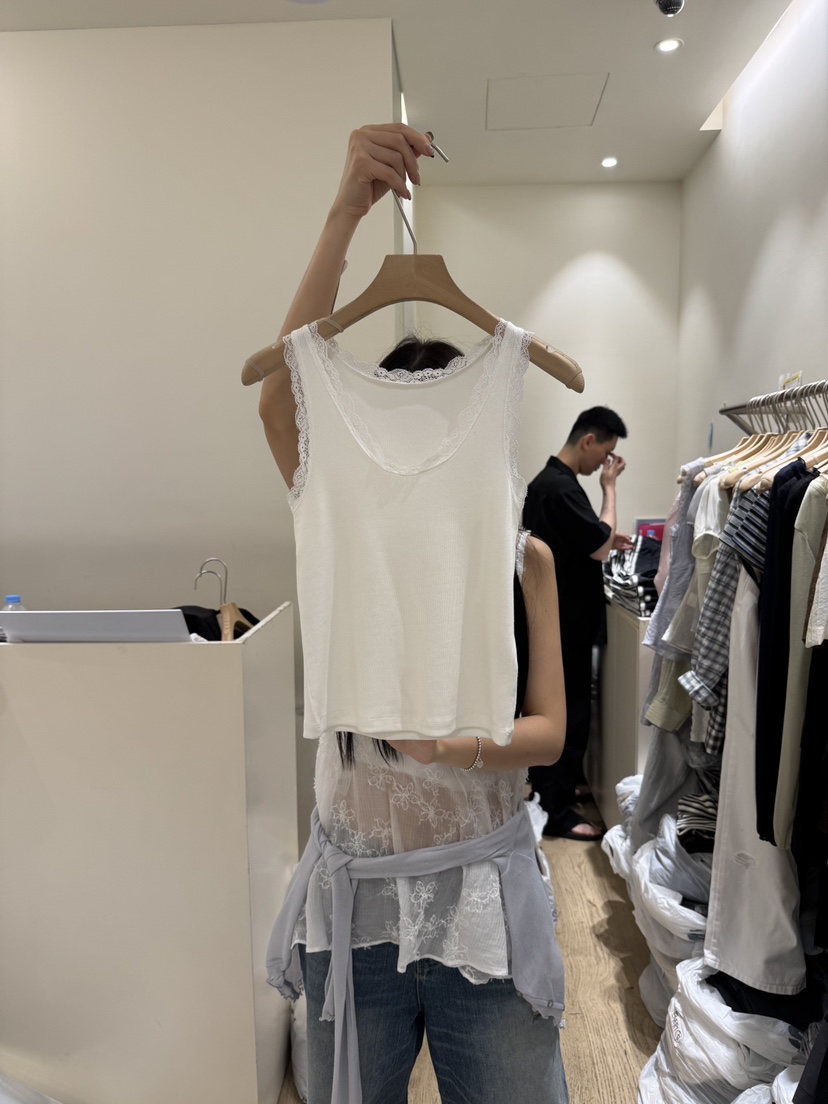 FLOWER-L東大門㊣實拍女裝新款25春夏人氣真品吊帶背心蕾絲FLOWER吊帶/背心