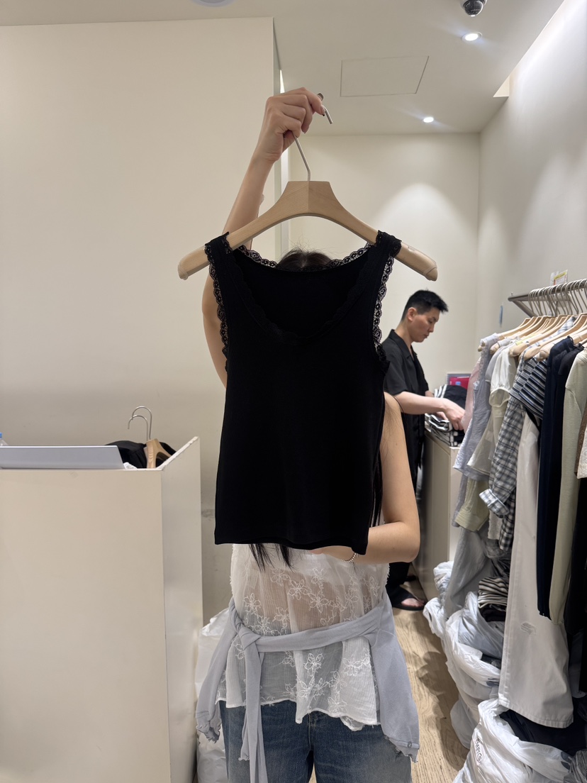 FLOWER-L東大門㊣實拍女裝新款25春夏人氣真品吊帶背心蕾絲FLOWER吊帶/背心圖色2
