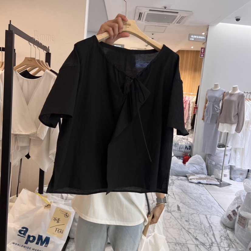 LA MAGIE FEMME韓國代購㊣女裝新款時尚職業休閑襯衫蕾絲衫Lamagie Femme襯衫/蕾絲衫圖色2