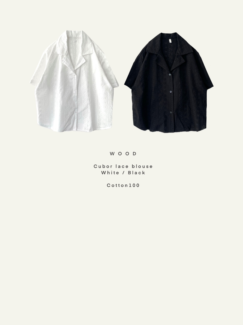 WOOD韓國代購㊣女裝新品推薦休閑時尚熱賣25春夏襯衫蕾絲衫WOOD襯衫/蕾絲衫