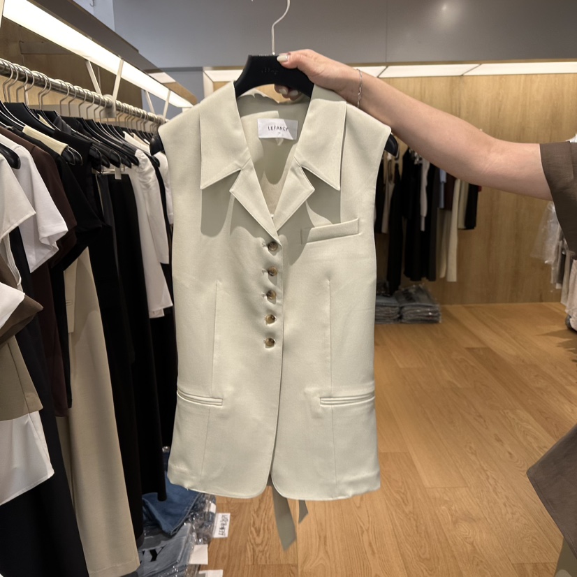 LEFANCY韓國代購㊣女裝新款休閑熱賣推薦職業人氣馬甲紐扣背心LEFANCY馬甲