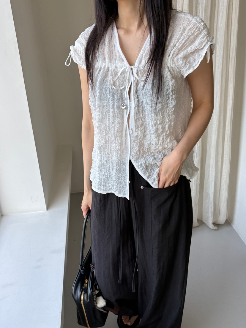 Verbena東大門㊣直郵女裝新品時尚職業休閑真品25春夏襯衫蕾絲衫Verbena襯衫/蕾絲衫