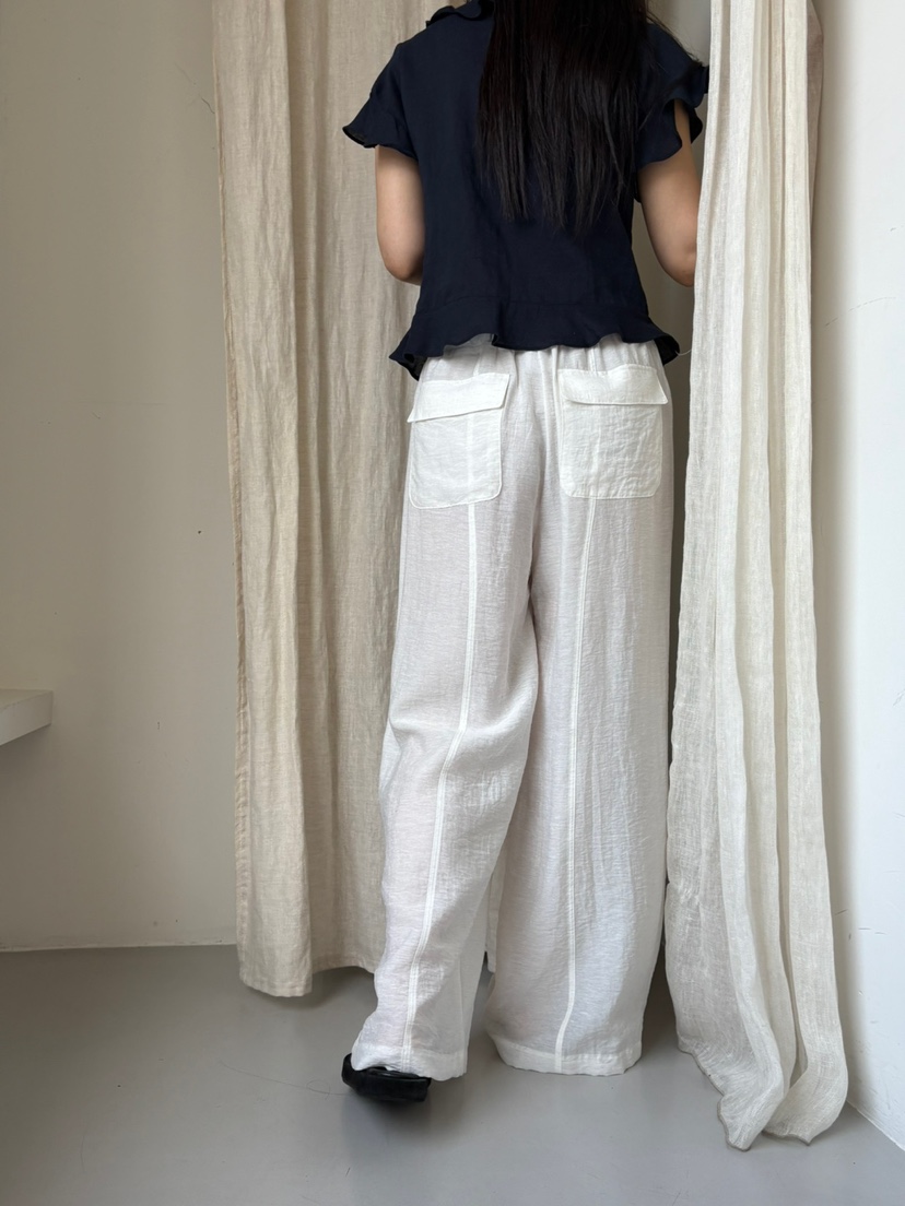 Verbena韓國直郵㊣女裝新款時尚25春夏職業休閑真品休閑褲亞麻Verbena休閑褲