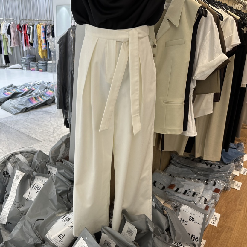 LEFANCY東大門㊣實拍女裝新品職業時尚人氣真品25春夏休閑褲腰帶LEFANCY休閑褲