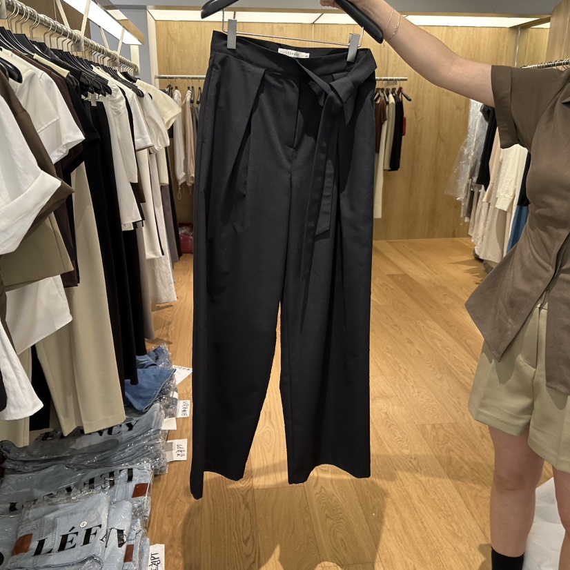 LEFANCY東大門㊣實拍女裝新品職業時尚人氣真品25春夏休閑褲腰帶LEFANCY休閑褲圖色2