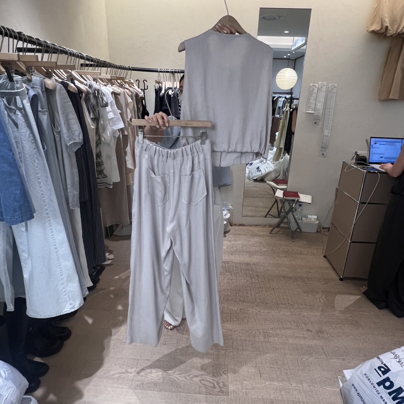W AND J韓國直郵㊣女士新品休閑時尚職業25春夏套裝兩件套W AND J套裝