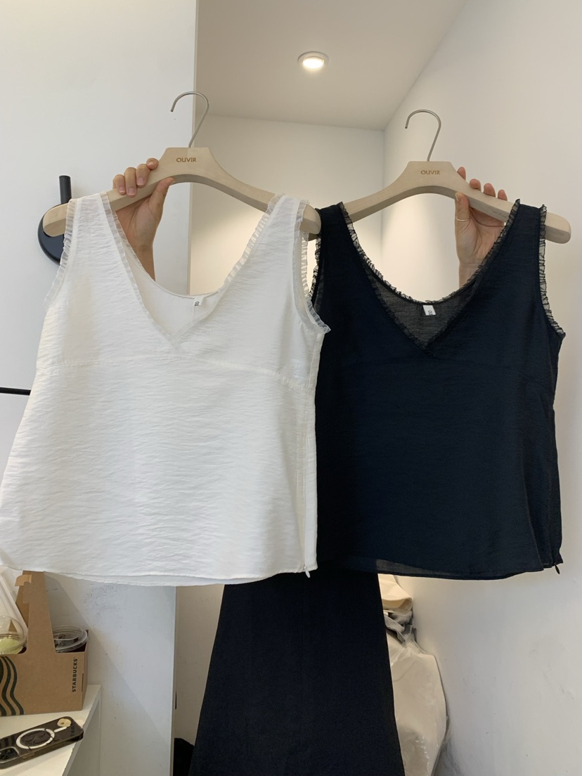 OUVIR東大門㊣代購女裝新款真品25春夏休閑職業吊帶背心荷葉邊O.V.R/OUVIR吊帶/背心