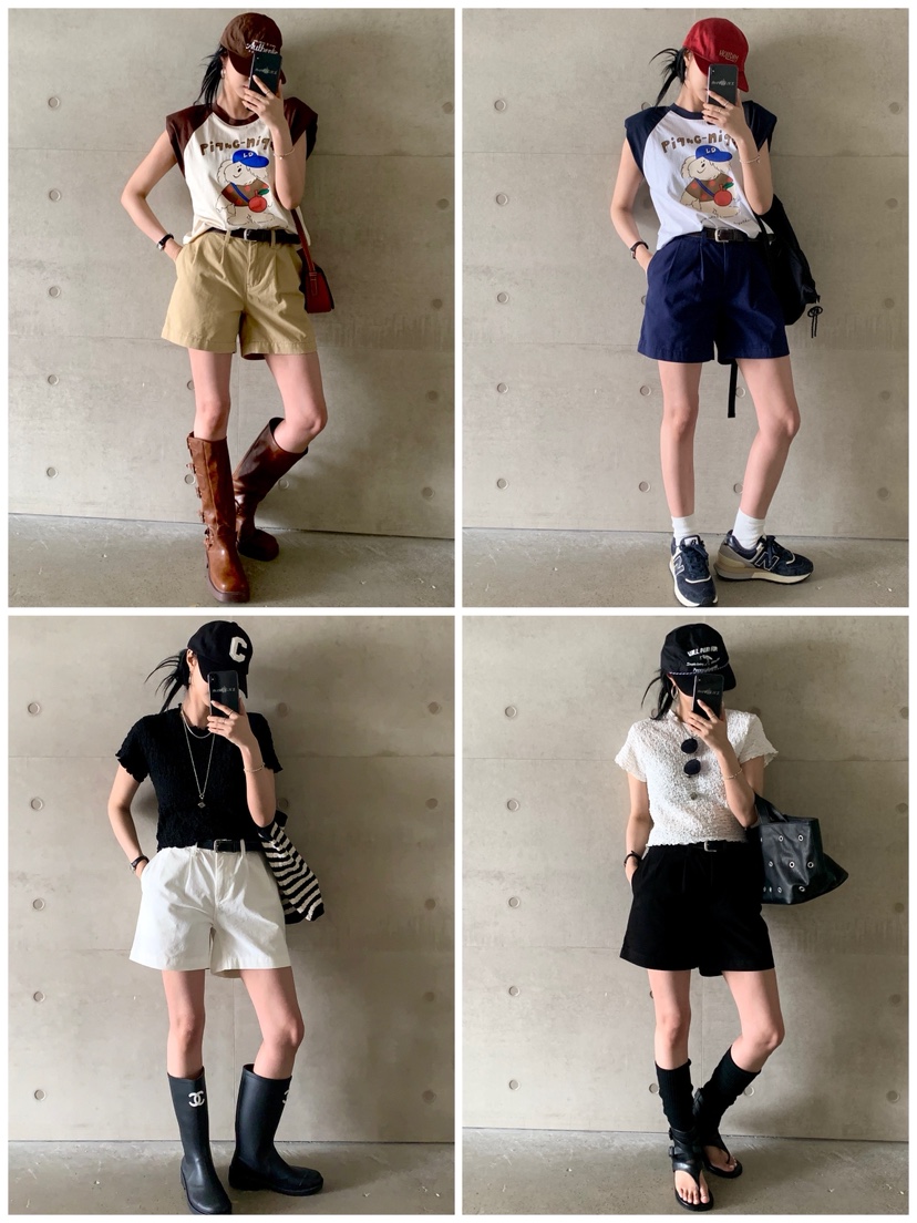 DAVICHI東大門㊣實拍女裝新品時尚人氣短褲含隨機腰帶斜紋棉布DAVICHI短褲