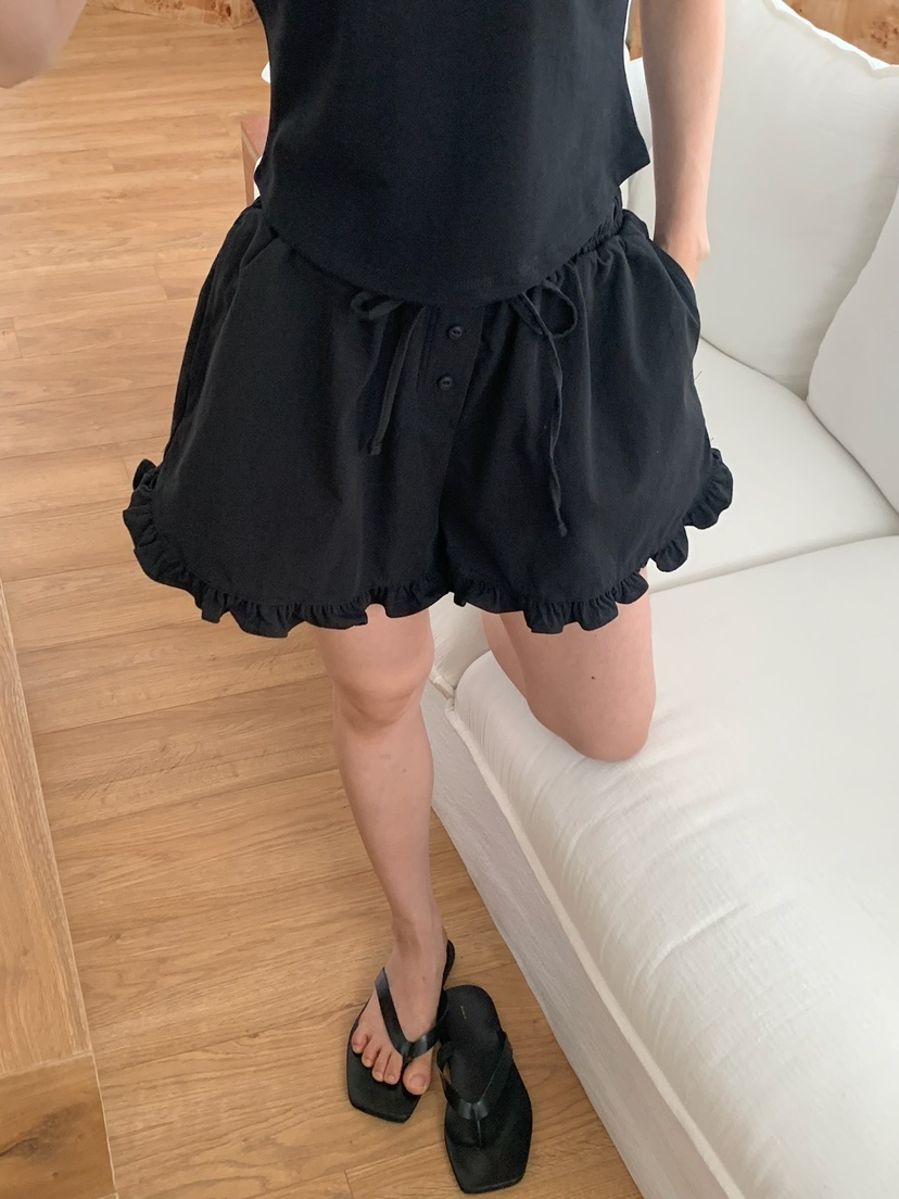 BLEECKER東大門㊣實拍女士新品25春夏時尚人氣休閑短褲荷葉邊BLEECKER短褲