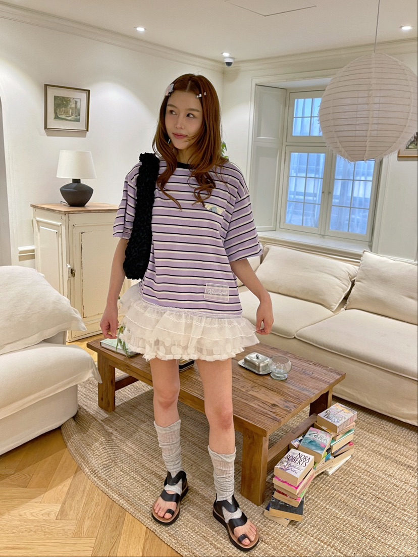 BOUTIQUE-L韓國代購㊣女士新品熱賣職業人氣休閑推薦T恤花朵BOUTIQUE-LT恤
