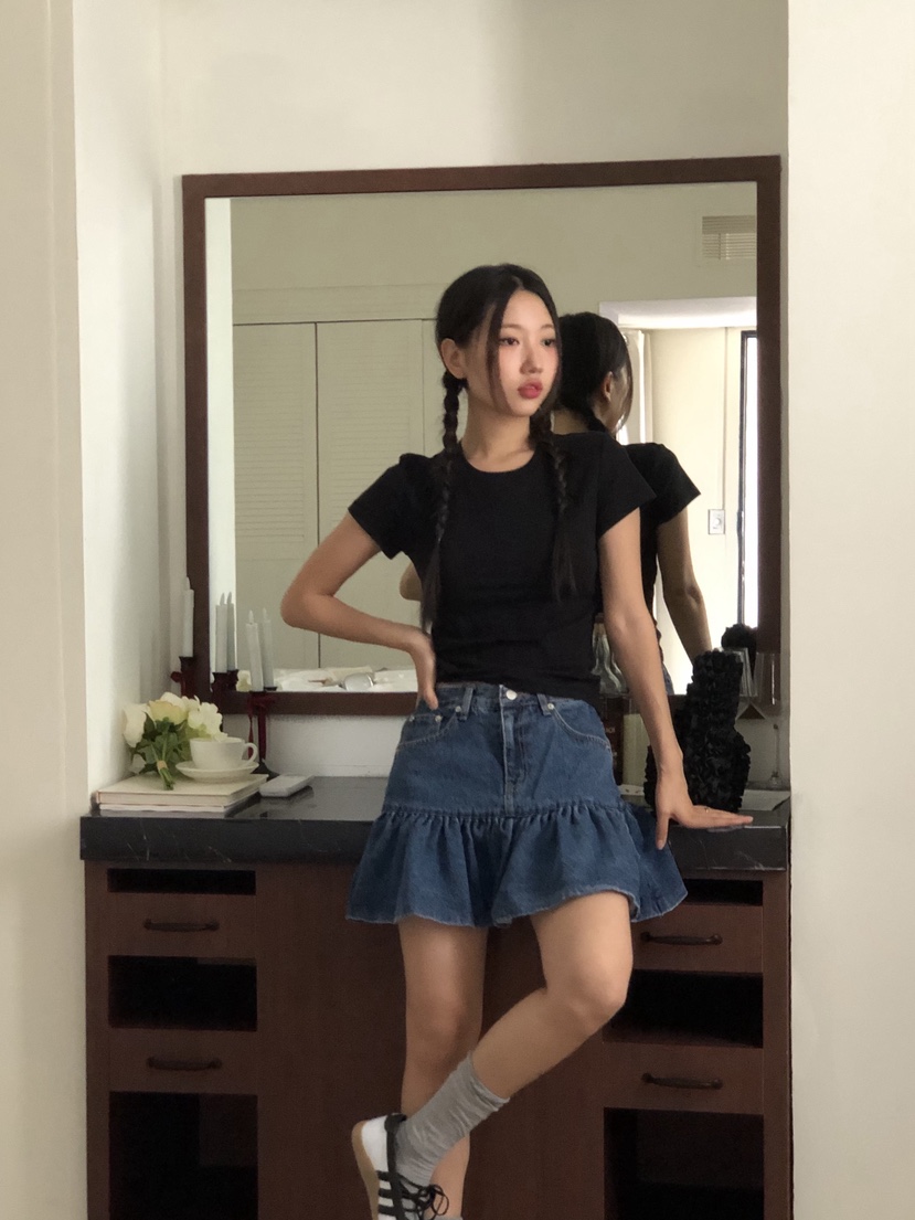 SUNDER MARKET韓國代購㊣女士新款25春夏推薦休閑熱賣短裙SUNDER MARKET短裙