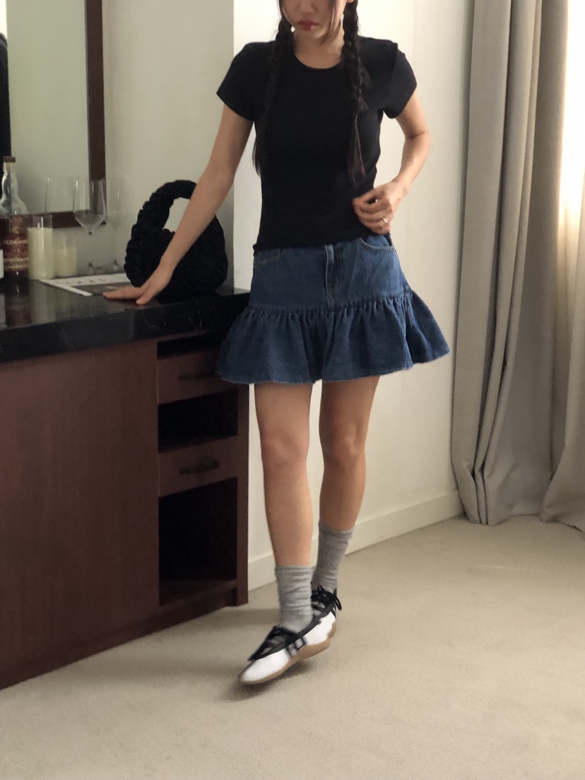 SUNDER MARKET韓國代購㊣女士新款25春夏推薦休閑熱賣短裙SUNDER MARKET短裙