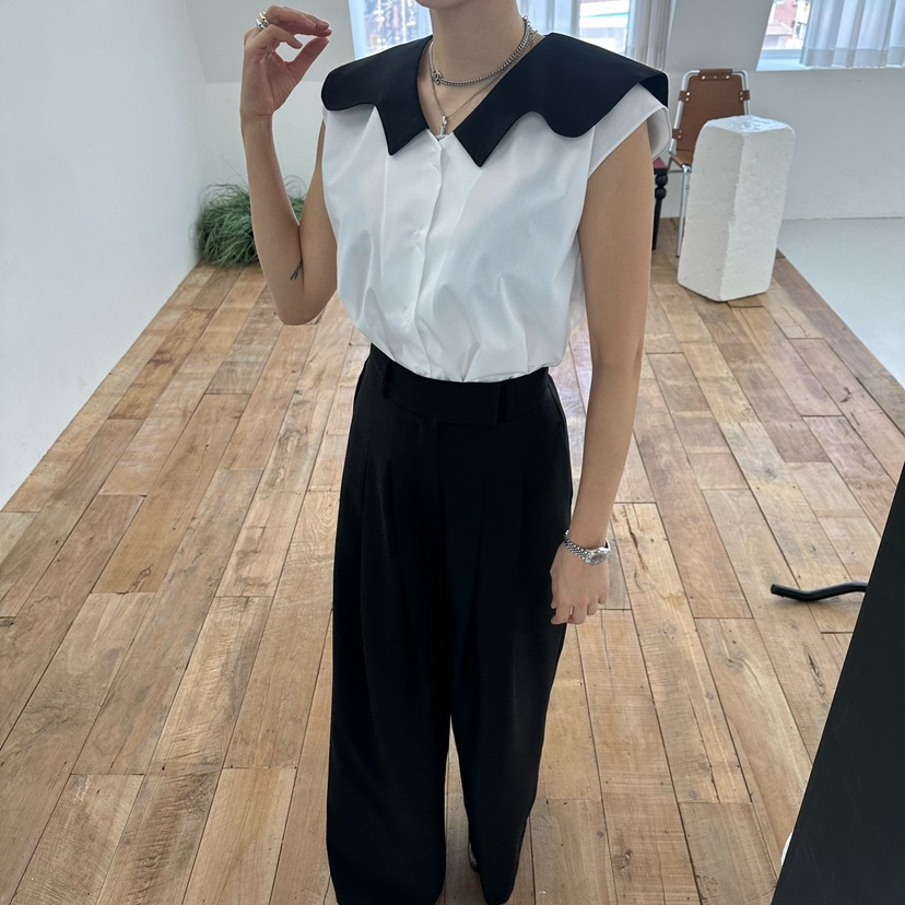 SOUIT韓國代購㊣女裝新款時尚真品休閑職業推薦25春夏襯衫蕾絲衫SOUIT by mabel-L襯衫/蕾絲衫