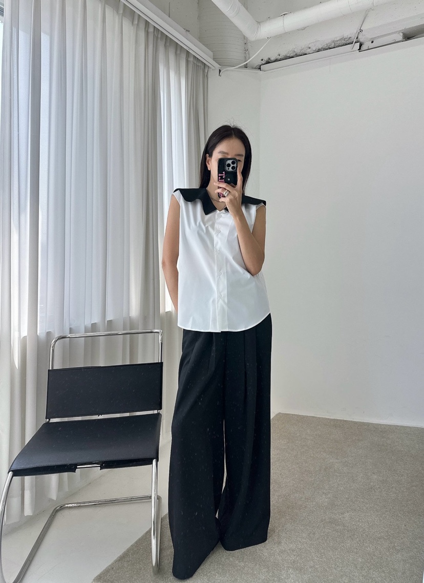 SOUIT韓國代購㊣女裝新款時尚真品休閑職業推薦25春夏襯衫蕾絲衫SOUIT by mabel-L襯衫/蕾絲衫