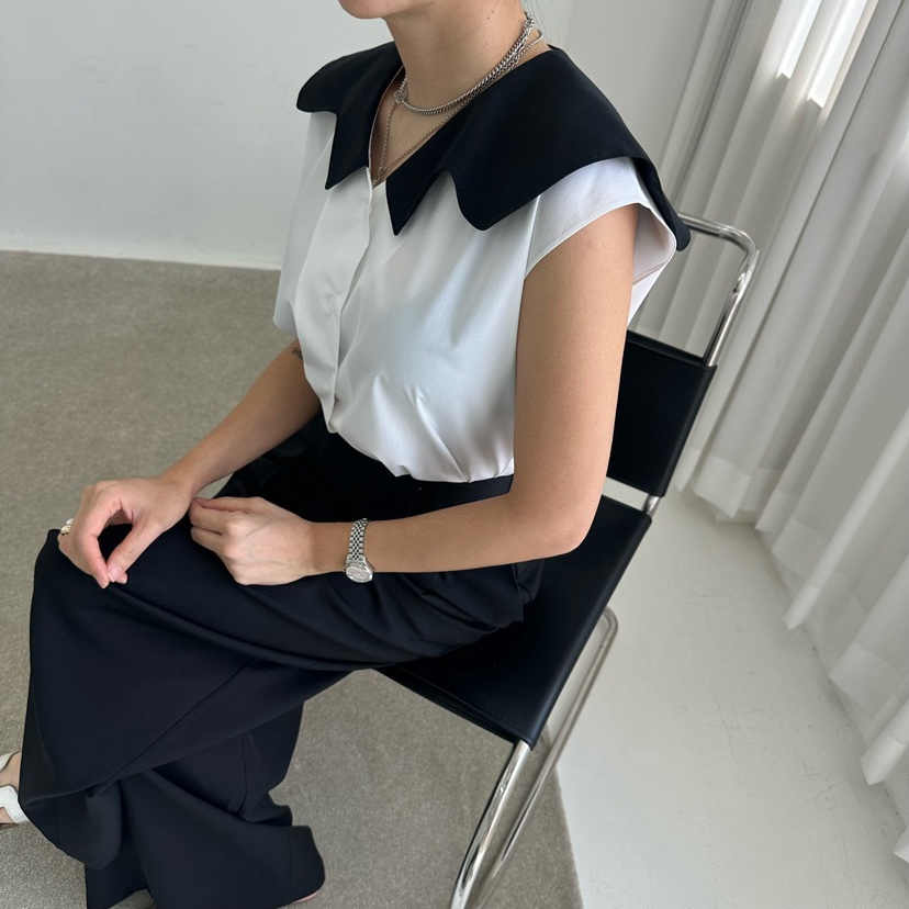 SOUIT韓國代購㊣女裝新款時尚真品休閑職業推薦25春夏襯衫蕾絲衫SOUIT by mabel-L襯衫/蕾絲衫