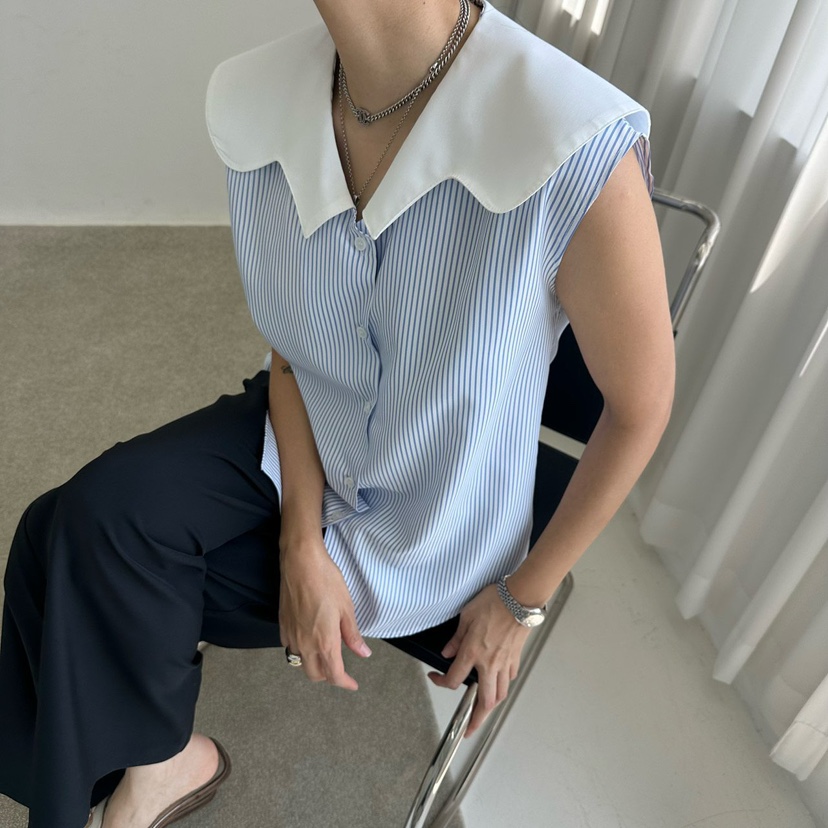 SOUIT韓國代購㊣女裝新款時尚真品休閑職業推薦25春夏襯衫蕾絲衫SOUIT by mabel-L襯衫/蕾絲衫
