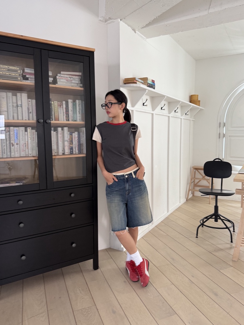 SUNDER MARKET韓國代購㊣女裝新品休閑熱賣推薦時尚25春夏T恤SUNDER MARKETT恤