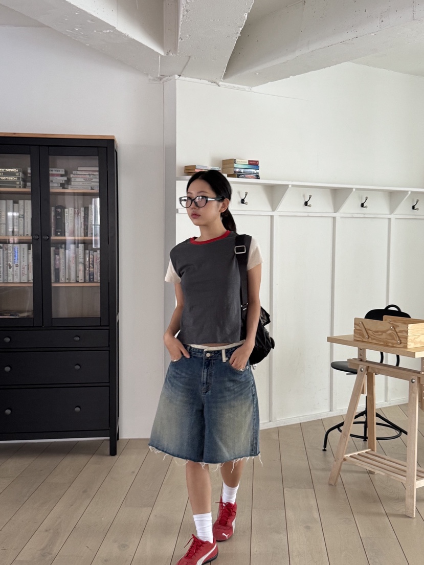 SUNDER MARKET韓國代購㊣女裝新品休閑熱賣推薦時尚25春夏T恤SUNDER MARKETT恤