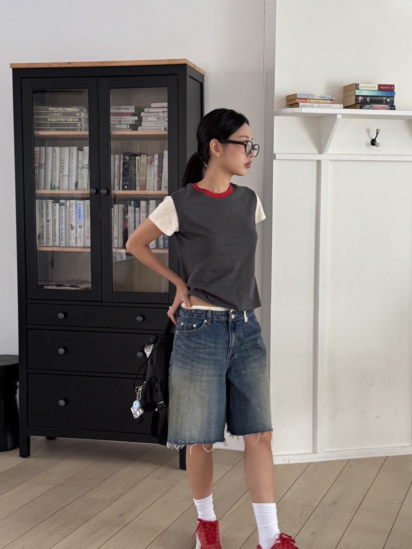 SUNDER MARKET韓國代購㊣女裝新品休閑熱賣推薦時尚25春夏T恤SUNDER MARKETT恤圖色3